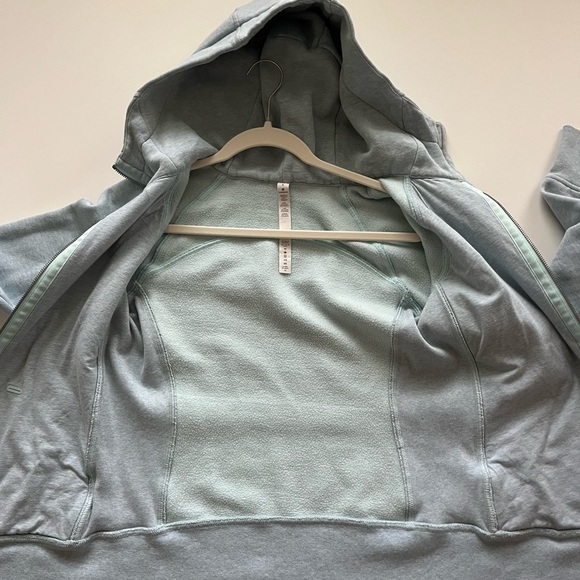lululemon athletica Scuba Hoodie Light Cotton Fleece Heathered Dawn Blue -Size 6 - Picture 9 of 14